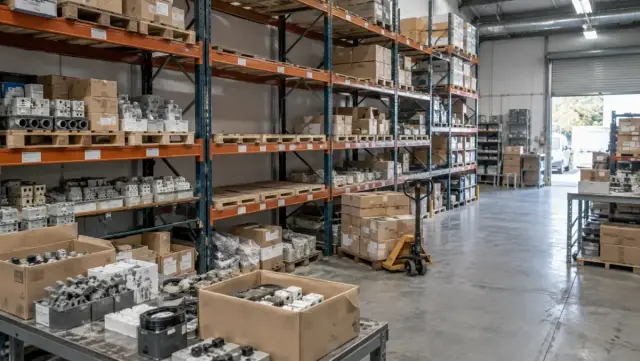 Almacén de material técnico con catálogo y compras reducidos